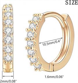 img 2 attached to Stunning Minimal Jewelry For Women: 14K Gold/Silver/Rose Gold Plated Huggie Earrings With CZ Small Huggie Hoops, Dangle Drops, Hearts, Spikes, Crosses, And Initial Cuffs