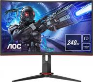 aoc c32g2ze frameless 31.5" curved gaming monitor with blue light filter, anti-glare coating – g series reborn logo