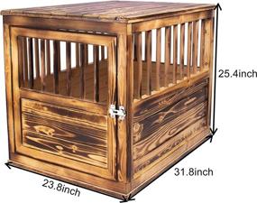 img 2 attached to Torched Farmhouse Style Wood Dog Crate Furniture: End Table Indoor Dog House Kennel for Medium Dogs (32 inch)