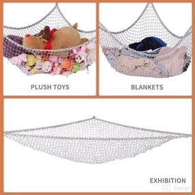 img 1 attached to Gray Stuffed Animal Net - Jumbo Toy Organizer Storage Hammock Wall Hanging Mesh Toy Hammock for Stuffed Animals - Plush Toy Corner Net Holder for Kids' Play Room or Bedroom - CanJoo