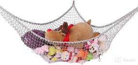 img 4 attached to Gray Stuffed Animal Net - Jumbo Toy Organizer Storage Hammock Wall Hanging Mesh Toy Hammock for Stuffed Animals - Plush Toy Corner Net Holder for Kids' Play Room or Bedroom - CanJoo