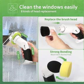 img 1 attached to 🧼 Electric Bathroom Spin Scrubber - Cordless Shower Cleaning Brush with 9 Replaceable Heads for Tub, Tile, Wall, Toilet, Window - Power Scrubber for Superior Cleaning