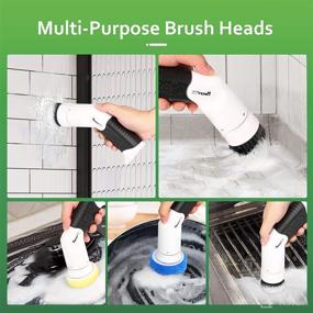 img 2 attached to 🧼 Electric Bathroom Spin Scrubber - Cordless Shower Cleaning Brush with 9 Replaceable Heads for Tub, Tile, Wall, Toilet, Window - Power Scrubber for Superior Cleaning