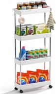 4-tier slim storage cart on wheels, dusasa rolling kitchen storage cart, slide out storage carts for laundry room/bathroom/office/narrow&small places, plastic & stainless steel, white (4-tier) logo