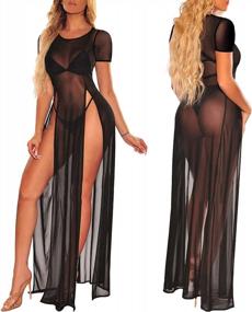 img 2 attached to Women'S Sexy See Through Mesh Beach Bikini Cover Up Dress