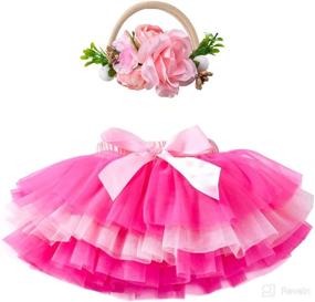 img 4 attached to 👶 Newborn Toddler Baby Girls Tutu Skirts with Diaper Cover Tulle Skirt and Headband Set - Enhanced SEO