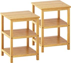 img 4 attached to Add Style And Function To Small Spaces With VIAGDO Bamboo End Table Set - 2 Pack Nightstands With Storage Shelves - Perfect For Living Room, Home Office, And Bedroom - Easy Assembly