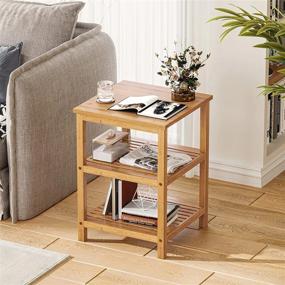 img 3 attached to Add Style And Function To Small Spaces With VIAGDO Bamboo End Table Set - 2 Pack Nightstands With Storage Shelves - Perfect For Living Room, Home Office, And Bedroom - Easy Assembly