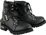 высококачественные черные кожаные байкерские ботинки на шнуровке для женщин — xelement 2469 — размер 9 логотип