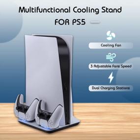 img 2 attached to Mcbazel Cooling Fan & Dual Controller Charger Station For PS5 - White | USB Ports For UHD & Digital Edition Console Cooler Dock