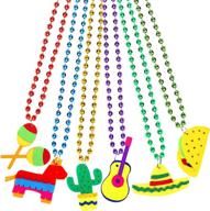 aneco 12 pieces cinco de mayo necklaces bead 6 designs mexican necklaces bead for mexican birthday party favors supplies decorations logo