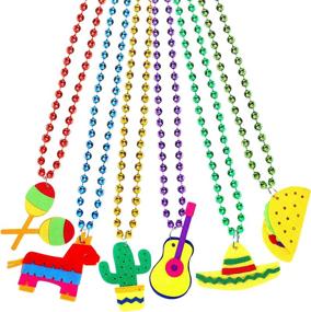 img 4 attached to Aneco 12 Pieces Cinco De Mayo Necklaces Bead 6 Designs Mexican Necklaces Bead For Mexican Birthday Party Favors Supplies Decorations