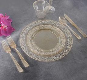img 3 attached to 180Pcs Gold Glitter Plates, Silverware & Cups Set - Perfect For Parties And Weddings!