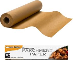 img 4 attached to SMARTAKE Unbleached Parchment Paper Roll With Metal Cutter - Non-Stick, Greaseproof, Waterproof, Perfect For Baking, Air Fryer, Grill And Steam, 13 In X 164 Ft, 177 Sq.Ft