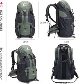img 3 attached to Легкий водонепроницаемый рюкзак для походов - идеальный для альпинизма, кемпинга и путешествий - активный дневной рюкзак и сумка для путешествий на открытом воздухе емкостью 50 литров.