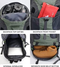 img 1 attached to Легкий водонепроницаемый рюкзак для походов - идеальный для альпинизма, кемпинга и путешествий - активный дневной рюкзак и сумка для путешествий на открытом воздухе емкостью 50 литров.