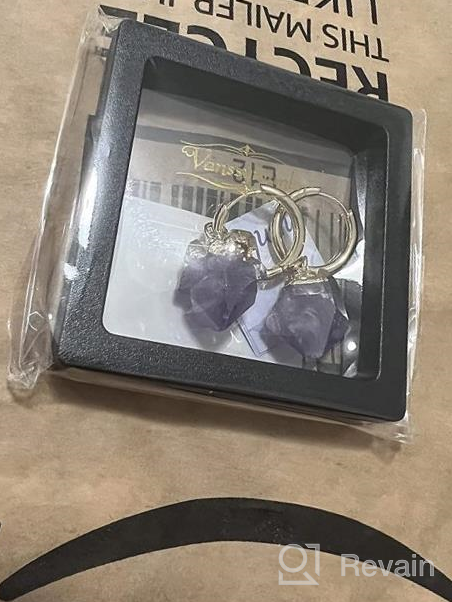 img 1 attached to Raw Amethyst Crystal Healing Dangle Earrings with 💜 Gold Hoops - Beautiful Purple Drops for Women and Girls review by Bobby Lawson