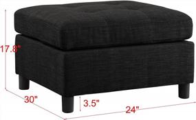 img 2 attached to Dark Grey Fabric Ottoman Footrest Stool - Moxeay Rectangle Ottoman Coffee Table For Living Room, Bedroom And Hallway - 30" X 24" X 17.8