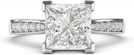 1.5ct simulated princess cut diamond or moissanite engagement ring in 10k white gold with side stones - perfect promise bridal ring logo