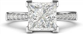img 4 attached to 1.5Ct Simulated Princess Cut Diamond Or Moissanite Engagement Ring In 10K White Gold With Side Stones - Perfect Promise Bridal Ring