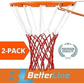 img 1 attached to BETTERLINE 2-Pack Basketball Nets Heavy Duty Quality All-Weather Thick Net Multi-Pack - 12 Loop Nets (Red And White) - 2 Basketball Nets In Pack - For Indoor And Outdoor Use