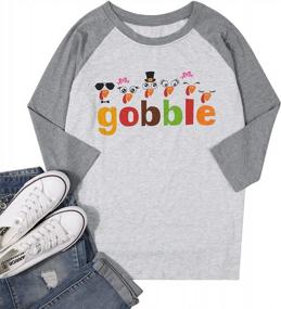 img 3 attached to Gobble Tshirt For Women Funny Thankful Turkey Face Shirt Colourful Thanksgiving Tee Shirts 3/4 Sleeve Tee Tops