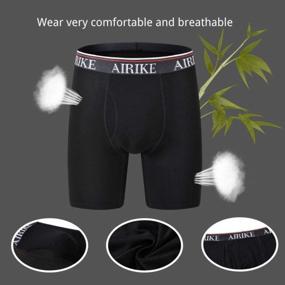 img 2 attached to AIRIKE Men's Long Leg Boxer Briefs Pack - Soft Bamboo Black Underwear for Big & Tall Sizes