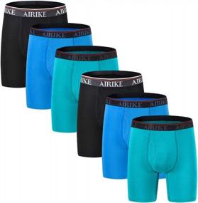 img 4 attached to AIRIKE Men's Long Leg Boxer Briefs Pack - Soft Bamboo Black Underwear for Big & Tall Sizes