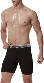img 3 attached to AIRIKE Men's Long Leg Boxer Briefs Pack - Soft Bamboo Black Underwear for Big & Tall Sizes