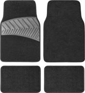 premium all-weather car floor mats with black carbon fiber heel pad - anti-slip backing, universal fit for suvs, sedans, vans (4 pcs) logo