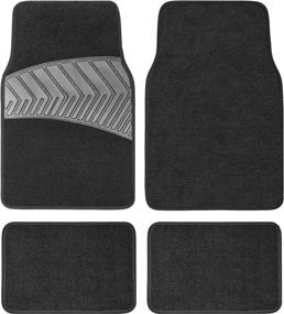 img 4 attached to Premium All-Weather Car Floor Mats with Black Carbon Fiber Heel Pad - Anti-Slip Backing, Universal Fit for SUVs, Sedans, Vans (4 Pcs)