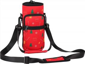 img 4 attached to Neoprene Water Bottle Carrier Bag With Adjustable Shoulder Strap And Dual Pockets - Perfect For Hiking, Traveling, And Camping