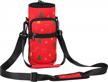 neoprene water bottle carrier bag with adjustable shoulder strap and dual pockets - perfect for hiking, traveling, and camping logo