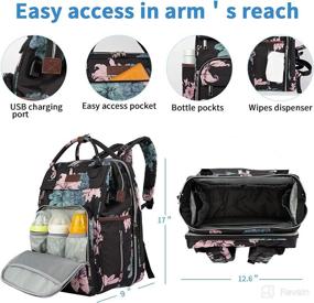 img 2 attached to 🌸 EMPSIGN Diaper Backpack: Stylish and Functional Waterproof Bag for Mothers with Changing Pad and USB Charging Port, Floral Design