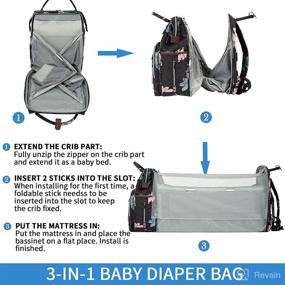 img 1 attached to 🌸 EMPSIGN Diaper Backpack: Stylish and Functional Waterproof Bag for Mothers with Changing Pad and USB Charging Port, Floral Design