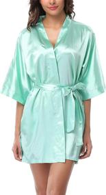 img 3 attached to Women'S Bridal Party Short Kimono Satin Robe Bathrobe Nightgown Silky Pajama Gown For Bride And Bridesmaids