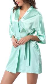 img 2 attached to Women'S Bridal Party Short Kimono Satin Robe Bathrobe Nightgown Silky Pajama Gown For Bride And Bridesmaids