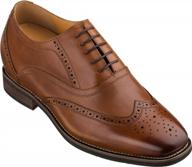 step up your style with calto's 2.6-inch taller dark brown leather elevator oxfords for men logo