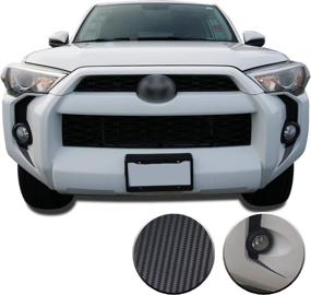 img 4 attached to 🚘 Carbon Fiber Black Optix Fog Light Bezel Fangs Blackout Vinyl Wrap Overlay Kit for 4Runner 2014-2020