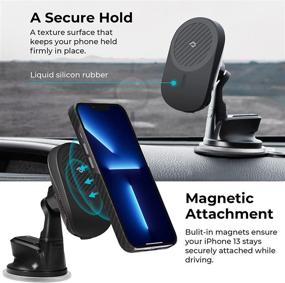 img 3 attached to 📱 PITAKA Magnetic Car Phone Holder Dashboard Car Mount for iPhone 13 Series & MagEZ Case 2 for Galaxy S22 Series [MagEZ Car Mount Lite] - 360° Adjustable Angle with Reliable Suction Cup