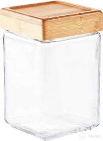 img 1 attached to 🏺 Set of 4 Anchor Hocking Clear Glass 1.5-Quart Stackable Jars with Bamboo Lids