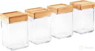 🏺 set of 4 anchor hocking clear glass 1.5-quart stackable jars with bamboo lids логотип