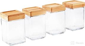 img 4 attached to 🏺 Set of 4 Anchor Hocking Clear Glass 1.5-Quart Stackable Jars with Bamboo Lids