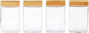 img 3 attached to 🏺 Set of 4 Anchor Hocking Clear Glass 1.5-Quart Stackable Jars with Bamboo Lids