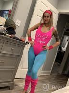img 1 attached to 💪 Womens 80s Workout Costume with Neon Legging, Leotard, Headband, and Wristbands - Miaiulia 80s Accessories Set review by Antonio Scisson