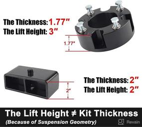 img 2 attached to 🛠️ 3-inch Front and 2-inch Rear Leveling Lift Kit for 2007-2020 Toyota Tundra 2WD/4WD, Front Strut Spacers and Black Leveling Lift Block Kit with Extended Square U-Bolts - Compatible with 2007-2020 Tundra 2X2/4X4