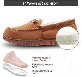 img 2 attached to LA PLAGE Men'S Moccasin Slippers Memory Foam Warm Plush House Slippers, Indoor Outdoor Comfortable Winter House Shoes