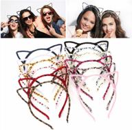 12pcs fluffy cat ears hair headbands in 12 vibrant colors - perfect for cat-themed birthday parties and daily wear logo