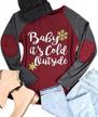 baby it's cold outside snowflake graphic christmas shirt women's elbow patch long sleeve tops raglan tees logo