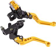 🏍️ qiilu 7/8"(22mm) adjustable motorcycle brake clutch master cylinder levers with reservoir (gold), universal pair логотип